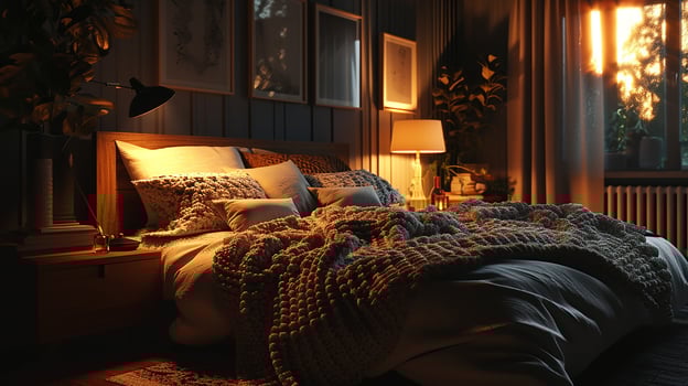 AI generated Bedroom interior design minimal aesthetic 3d rendered photo