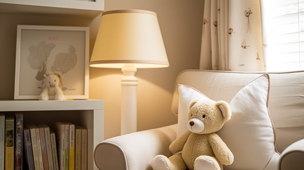 AI generated Baby room decor and interior design inspiration in the English countryside style cottage photo
