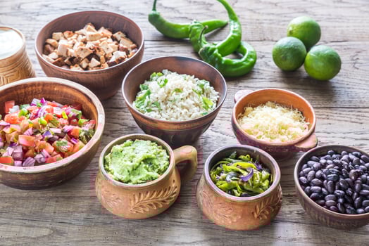 Ingredients for chicken burrito bowl photo