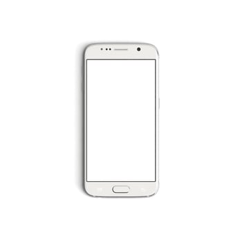 Mobile phone empty display with blank screen isolated on white background Front - Vertical - White copy photo