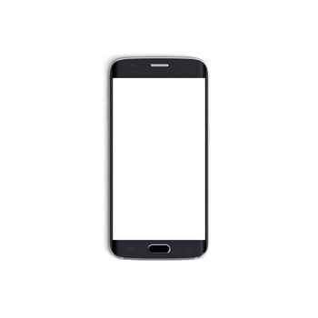 Mobile phone empty display with blank screen isolated on white background for ads - Front - Vertical - blacky photo