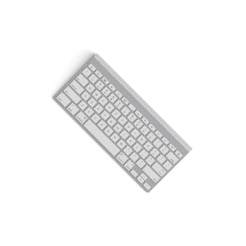 Wireless keyboard isolated on white background high quality image front top view black full rotated multifunctional placed photo