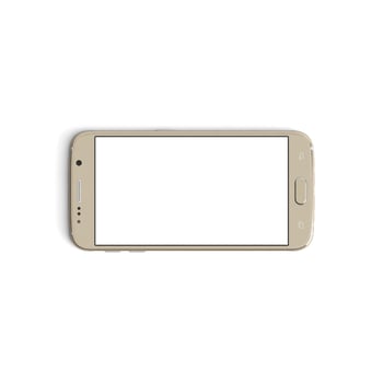 Mobile phone empty display with blank screen isolated on white background for Front - Horizontal - Gold copy photo