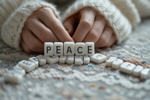 AI generated A woman create PEACE word . AI generated, photo