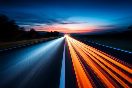AI Generated Night city traffic blurred cars long exposure lights evening highway lane movement fast transit car motion auto illuminated vehicle transportation street high speed light trails abstract photo