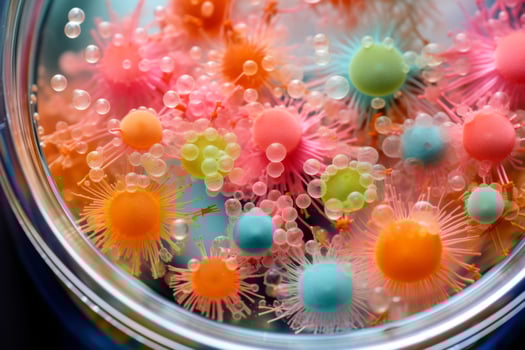 AI Generated Close up petri dish macro bacterium virus clinic analysis lab laboratory vaccine cure medical production medicine biological research biology pharma industry researching science discovery photo