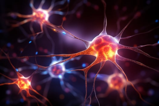 AI Generated Neuron cells neural network under microscope neuro research science brain signal information transfer human neurology mind mental impulse biology anatomy microbiology intelligence photo