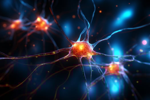 AI Generated Neuron cells neural network under microscope neuro research science brain signal information transfer human neurology mind mental impulse biology anatomy microbiology intelligence photo
