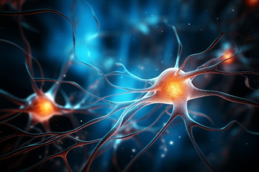 AI Generated Neuron cells neural network under microscope neuro research science brain signal information transfer human neurology mind mental impulse biology anatomy microbiology intelligence photo
