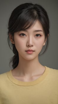 AI generated a beautiful young asian woman in a yellow shirt photo