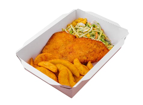 Wiener Schnitzel with potatoes and salad photo