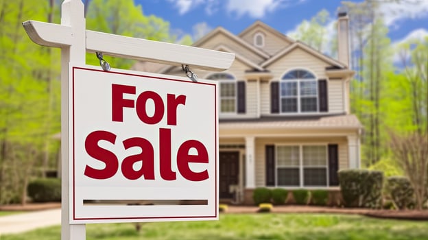 AI generated Home for Sale Sign in Front of House photo