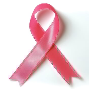 AI generated Pink ribbon, breast cancer awareness symbol, isolated on a white background. National Breast Cancer Awareness Month. photo