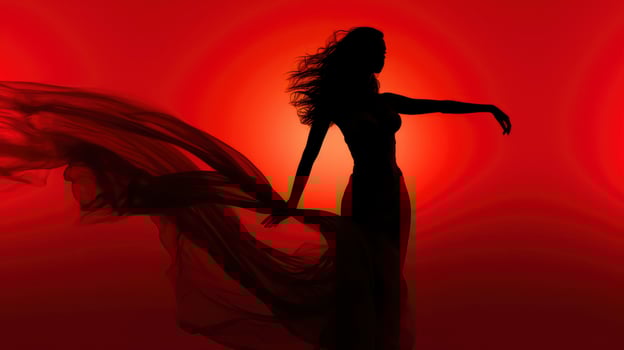 AI generated Woman silhouette dancing red light district concept photo