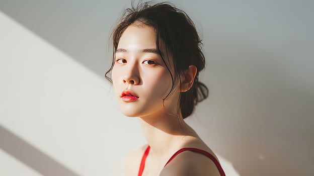 AI generated beautyful korean girl model, cosmetic model photo