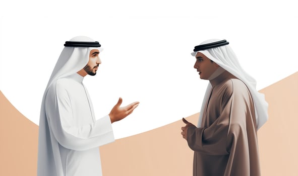 AI generated Profound Exchange Between Arab Professionals in a Collaborative Environment photo