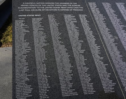 Washington, DC, USA - 12.16.2023 The Korean War Veterans Memorial is located in Washington's West Potomac Park. photo