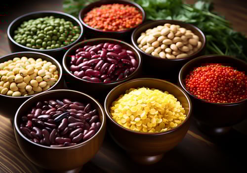 AI generated Dried beans and vegetables for cooking. Healthy food. photo