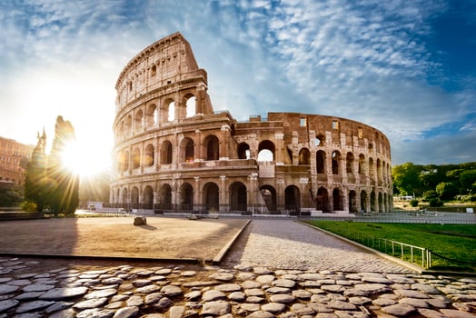 Colosseum in Rome and morning sun, Italy photo