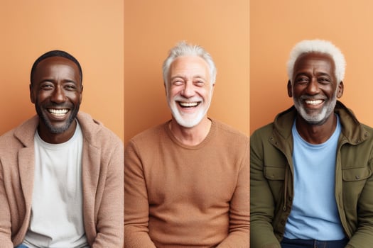 AI generated A collage of mature man diversity collection. AI generated photo