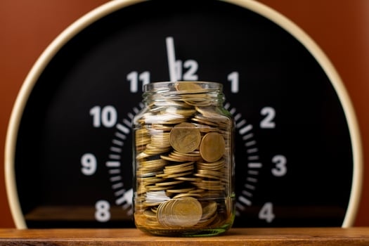 Saving money, coins, money concept and financial investment Cash loans, cash flow, equity, income, wages photo