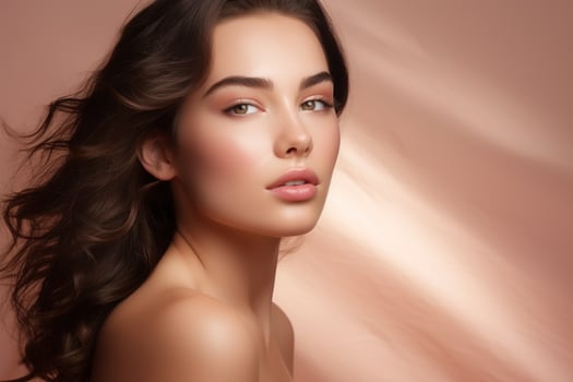 AI generated Portrait of beautiful young woman with clean fresh skin. Spa, healthcare. photo