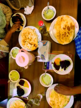 Grilled Chicken, Lachi, Naan Roti, Spicy Sauces, and many more served together, was so much fun and delicious. photo
