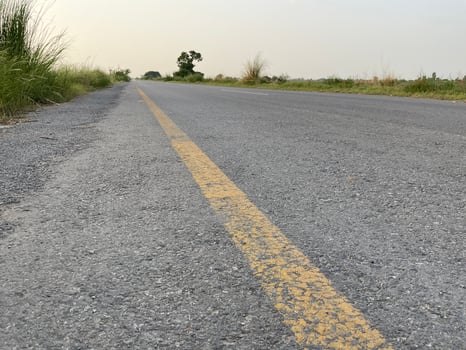 Road between the fields with the sky photo
