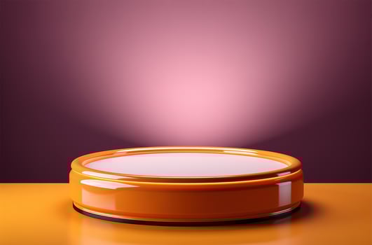 AI generated Orange podium and minimal abstract background, ai technology photo