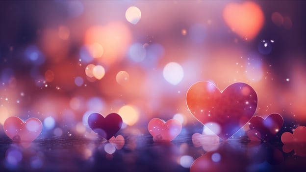 AI generated Empty Space. Hearts on blurred Background banner for Mother's Day, Valentine's Day. Love Concept. photo