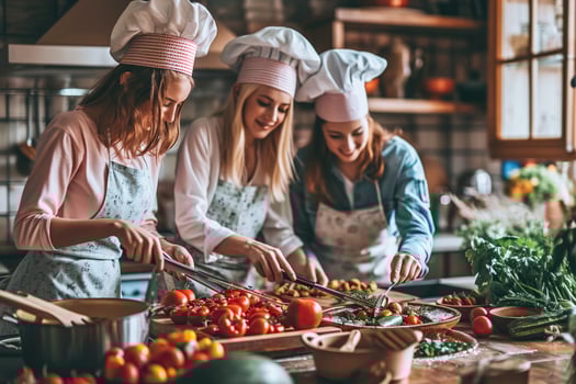 AI generated Culinary Passion Woman Engaged in Vegetable Prep for Cooking photo