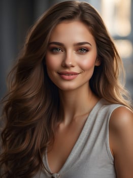 AI generated Beautiful and graceful young woman's face, AI generated photo