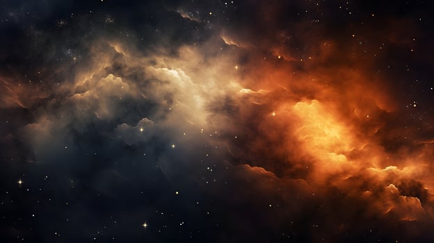 AI generated fantastic space nebula with glowing cosmic clouds on black background, neural network generated image photo