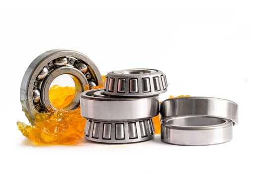 Ball bearing stainless with grease lithium machinery lubrication for automotive and industrial  isolated on white background photo