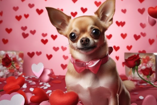 AI generated Wishing card happy valentines day with Chihuahua dog photo