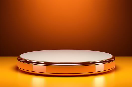 AI generated Orange podium and minimal abstract background, ai technology photo