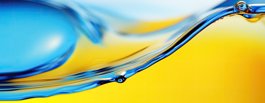 AI generated Abstract Blue Water Flow on Vibrant Yellow Background photo