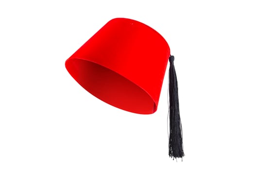 Red hat fez isolated on white background photo