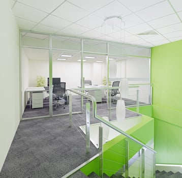 Interior of a modern office with green walls, photo