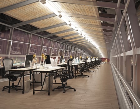 Interior of modern office hall with concrete floor photo