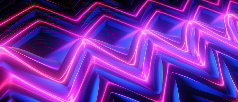 AI generated Vibrant neon zigzag pattern on a futuristic, glowing blue background. photo