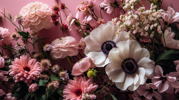 AI generated Blushing Bouquet A Symphony of Pink and White Flowers photo