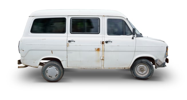 Isolated Old White Van - Clipping Path Included photo