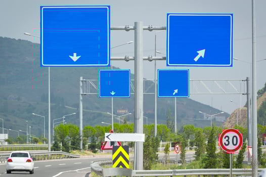 Four Roadsign at Highway photo