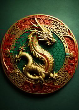AI generated Chinese New Year day photo dragon in the middle of a mountain generative ai