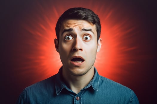 AI generated Shocked surprised expression man photo