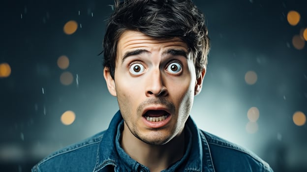 AI generated Shocked surprised expression man photo