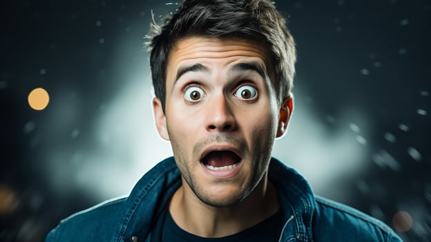 AI generated Shocked surprised expression man photo