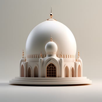 AI generated Minimalist Mosque Miniature. Ramadan Kareem Background. Generative Ai photo