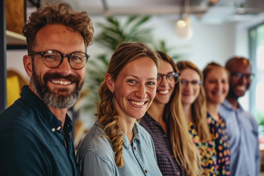 AI generated Group of business people having a meeting at creative office photo